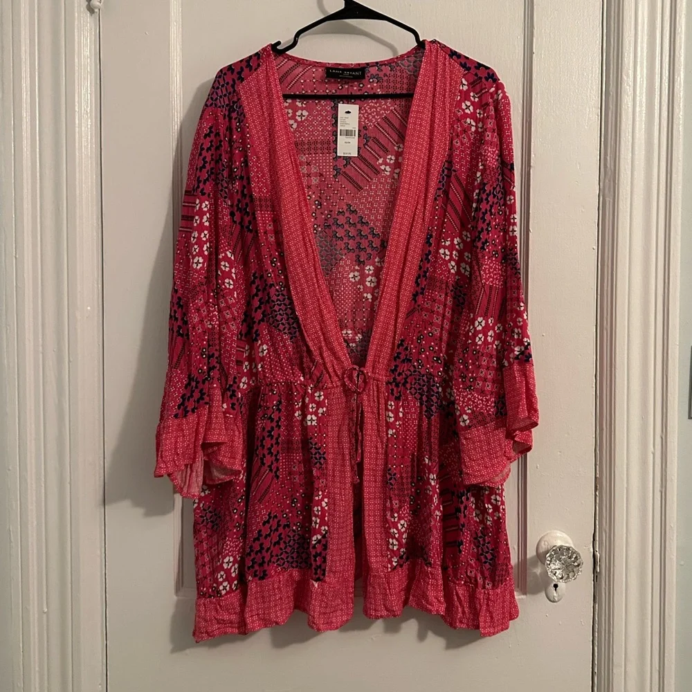 Lane Bryant Size 22/24 Open front with waist tie kimono / duster nwt - Picture 1 of 6